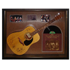 Authentic Autographed guitar: Crosby, Stills, Nash and Young with Group Photo and Deja Vu Record in Wood box Frame!