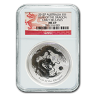 2012 1 oz Silver Perth Mint Year of the Dragon NGC MS69 Early Release