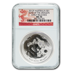 2012 1 oz Silver Perth Mint Year of the Dragon NGC MS70 Early Release