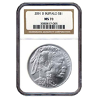 Silver American Buffalo $1 2001-D MS70 NGC