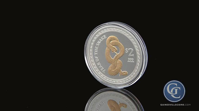 2013 Gilded Snake Proof 1 oz Silver Lunar Coin
