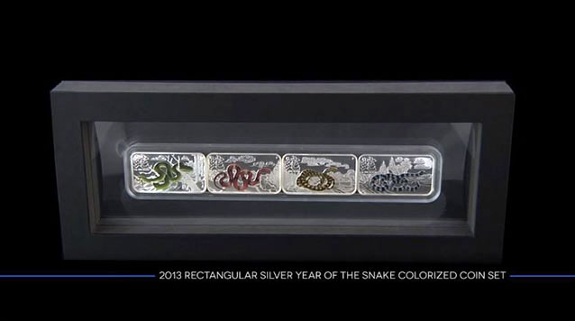 2013 1 Oz Rectangular Lunar Year of the Snake 4 Coin Set