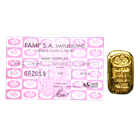 100 gram (3.215 oz) Gold Bar PAMP Suisse 999.9 with Assay Certificate.