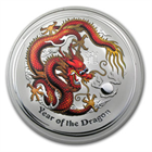 2012 5 oz Silver Australian Year of the Dragon Colorized Coin 