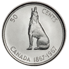1967 Canadian Silver Half Dollar - Howling Wolf
