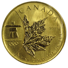 2008 1 oz Gold Canadian Maple Leaf - Vancouver Olympics
