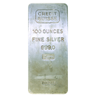 100 oz Credit Suisse Silver Bar .999 Fine 