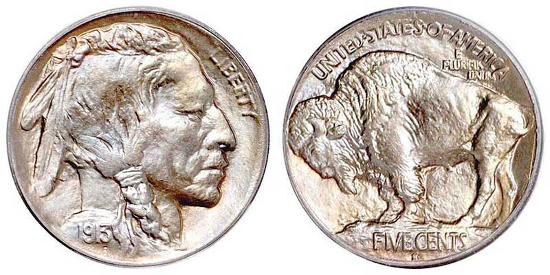 1913 Mound type (Type I) Buffalo nickel