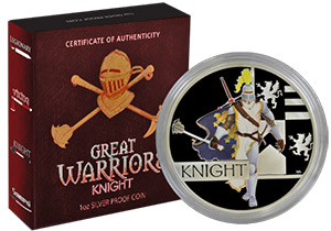 2010 Perth Australia Great Warrior Series Knight 1oz Silver Proof Coin