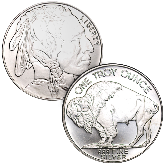 1oz Silver Buffalo Round made of 99.9% silver