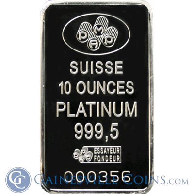 photo of a PAMP Suisse 10 oz platinum bar