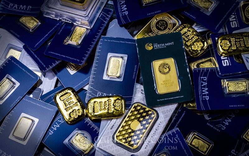 an assortment of gold bars