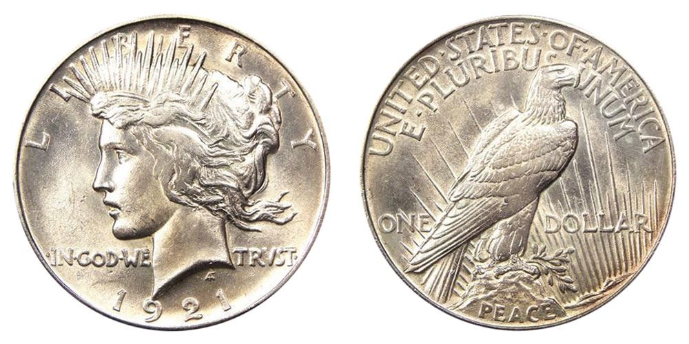 1921 peace silver dollar high relief
