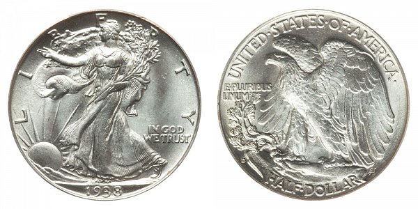 1938 d walking liberty medio dólar