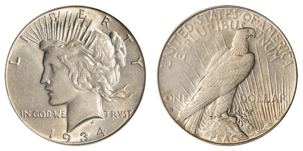 1934 s peace silver dollar