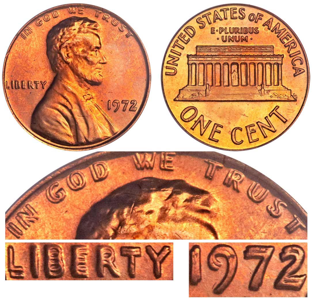 1972 doubled die obverse lincoln memorial cent