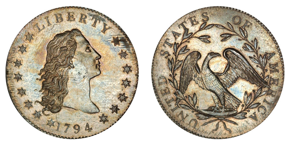 1794 silver plug flowing hair silver dollar